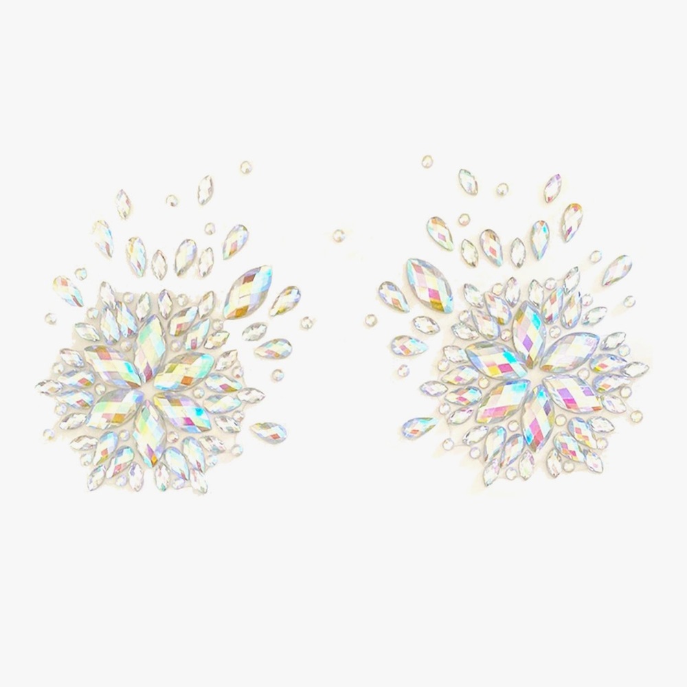 Iridescent Crystal Snowflake Pasties - Clear Aurora